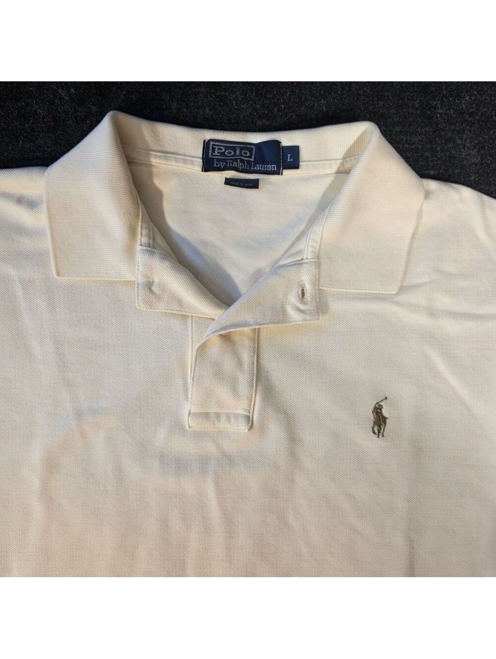 Polo by Ralph Lauren Long Sleeve White Cotton Polo Shirt Size L
